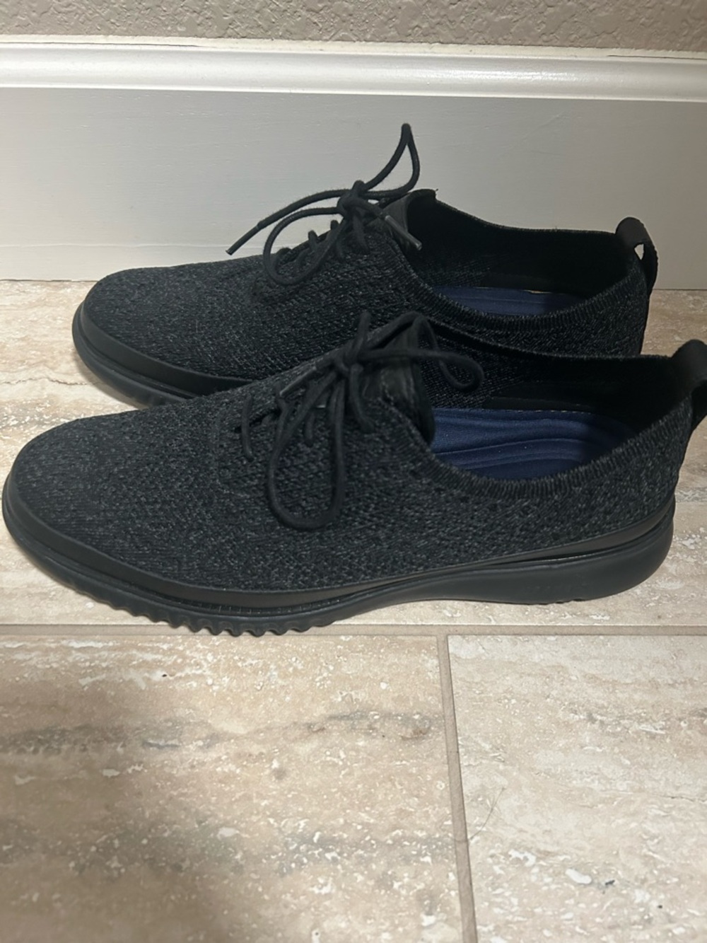 Cole Haan Black Knit Lace-Up Sneakers
